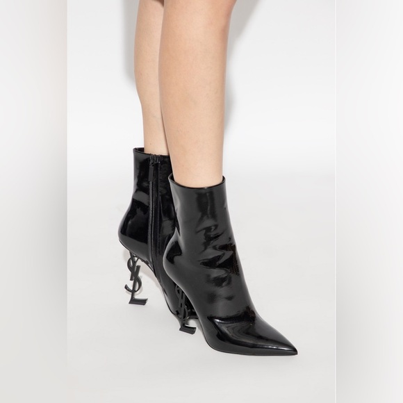 Black YSL Opyum heeled Ankle Boots in patent leather brand new - Picture 7 of 16